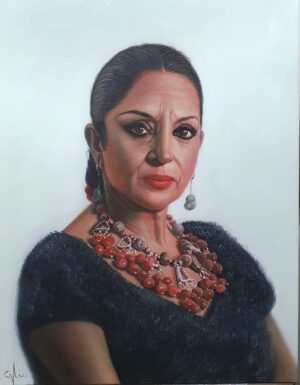 retrato pintado a mano "lola flores"